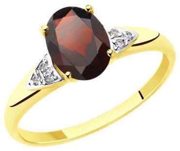 Кольцо Diamant 53-310-00216-2_175 размер 17.5 вес 1.758 г золото, гранат купить,130349