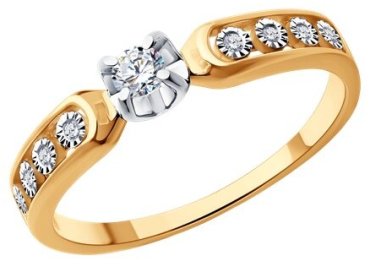 Кольцо Diamant 51-210-01998-1_18 размер 18 вес 1.83 г золото, бриллиант купить,347440