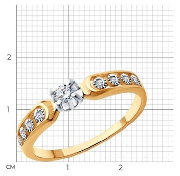 Кольцо Diamant 51-210-01998-1_18 размер 18 вес 1.83 г золото, бриллиант купить,347440