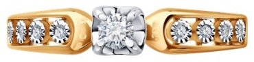 Кольцо Diamant 51-210-01998-1_18 размер 18 вес 1.83 г золото, бриллиант купить,347440