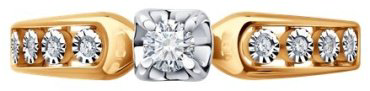 Кольцо Diamant 51-210-01998-1_18 размер 18 вес 1.83 г золото, бриллиант купить,347440