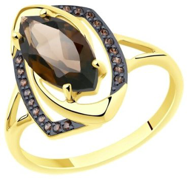 Кольцо Diamant 53-310-00659-2_165 размер 16.5 вес 2.245 г золото, раухтопаз купить,198977
