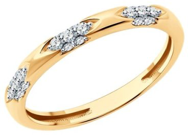 Кольцо Diamant 51-210-02035-1_16 размер 16 вес 1.67 г золото, бриллиант купить,369033