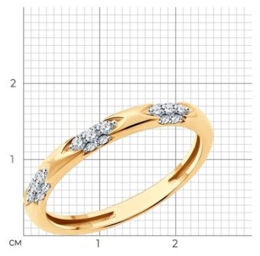 Кольцо Diamant 51-210-02035-1_16 размер 16 вес 1.67 г золото, бриллиант купить,0