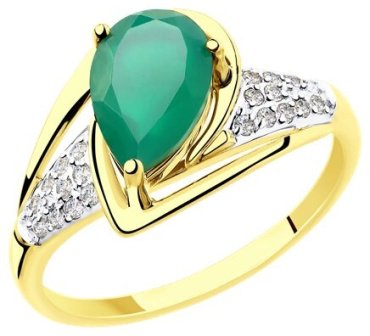 Кольцо Diamant 53-310-00149-1_175 размер 17.5 вес 2.26 г золото, агат