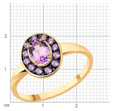 Кольцо Diamant 51-310-01961-1_s размер 18 вес 1.8 г золото, аметист купить,193013