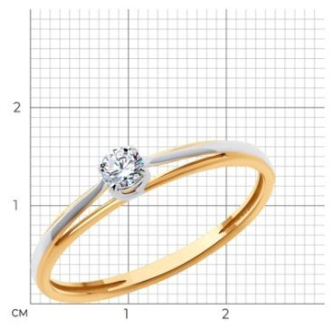Кольцо Diamant 51-110-02231-1 размер 17 вес 1.34 г золото, фианит купить,107199