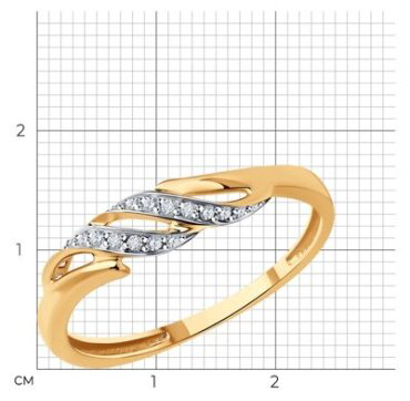 Кольцо Diamant 51-210-01904-1_175 размер 17.5 вес 1.55 г золото, бриллиант купить,314145