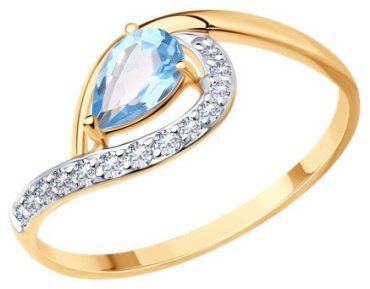 Кольцо Diamant 51-310-01703-1_17 размер 17 вес 1.33 г золото, топаз купить,127253