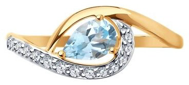 Кольцо Diamant 51-310-01703-1_17 размер 17 вес 1.33 г золото, топаз купить,127253