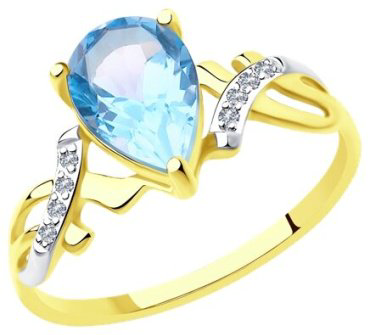 Кольцо Diamant 53-310-00735-2_165 размер 16.5 вес 1.65 г золото, топаз купить,NaN