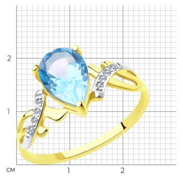 Кольцо Diamant 53-310-00735-2_165 размер 16.5 вес 1.65 г золото, топаз купить,NaN