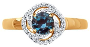 Кольцо Diamant 51-210-02338-1_175 размер 17.5 вес 2.02 г золото, александрит купить,375005