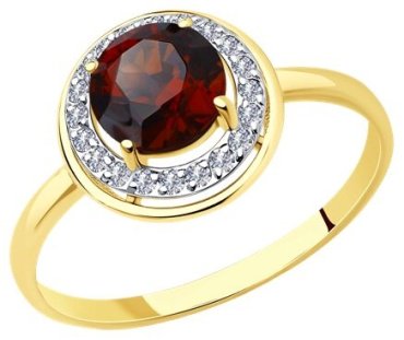 Кольцо Diamant 53-310-01426-1 размер 18 вес 1.56 г золото, гранат купить,134900