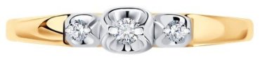 Кольцо Diamant 51-210-01739-1_165 размер 16.5 вес 1.33 г золото, бриллиант купить,154157
