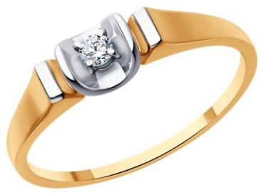 Кольцо Diamant 51-210-01901-1_175 размер 17.5 вес 1.51 г золото, бриллиант купить,276662