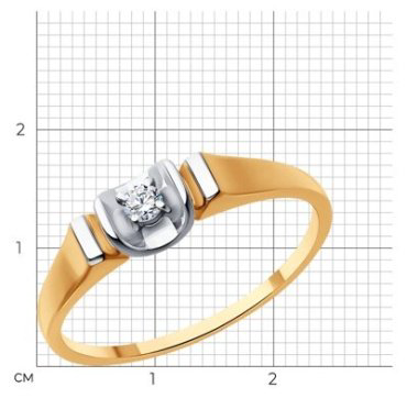 Кольцо Diamant 51-210-01901-1_175 размер 17.5 вес 1.51 г золото, бриллиант купить,276662