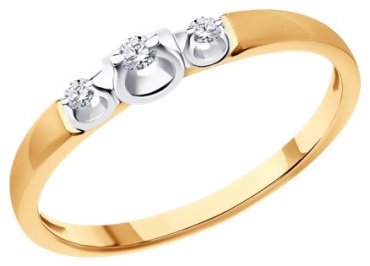 Кольцо Diamant 51-210-01739-1_165 размер 16.5 вес 1.33 г золото, бриллиант купить,154157