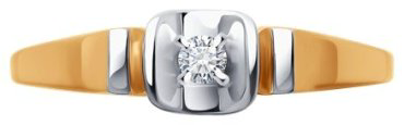 Кольцо Diamant 51-210-01901-1_175 размер 17.5 вес 1.51 г золото, бриллиант купить,276662