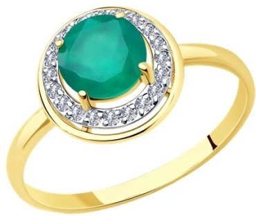 Кольцо Diamant 53-310-01426-2_19 размер 19 вес 1.638 г золото, агат купить,160091
