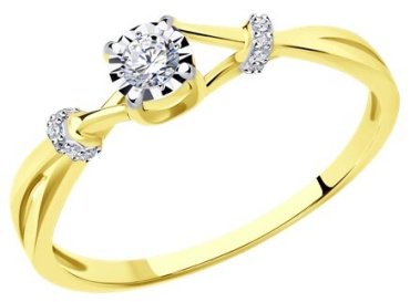 Кольцо Diamant 53-210-01683-1_175 размер 17.5 вес 1.63 г золото, бриллиант купить,378242