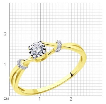 Кольцо Diamant 53-210-01683-1_175 размер 17.5 вес 1.63 г золото, бриллиант купить,378242
