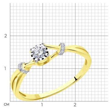 Кольцо Diamant 53-210-01683-1_175 размер 17.5 вес 1.63 г золото, бриллиант купить,378242