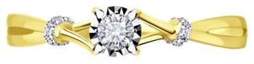 Кольцо Diamant 53-210-01683-1_175 размер 17.5 вес 1.63 г золото, бриллиант купить,378242