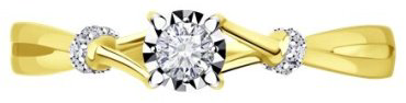 Кольцо Diamant 53-210-01683-1_175 размер 17.5 вес 1.63 г золото, бриллиант купить,378242