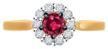 Кольцо Diamant 51-210-01779-3 размер 17.5 вес 1.59 г золото, бриллиант, рубин купить,471155