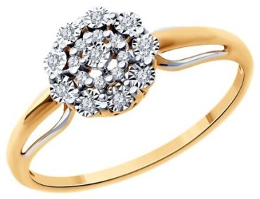 Кольцо Diamant 51-210-02040-1_175 размер 17.5 вес 1.66 г золото, бриллиант купить,300495