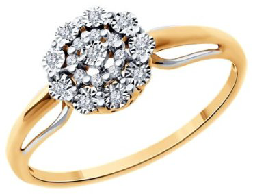 Кольцо Diamant 51-210-02040-1_175 размер 17.5 вес 1.66 г золото, бриллиант купить,300495