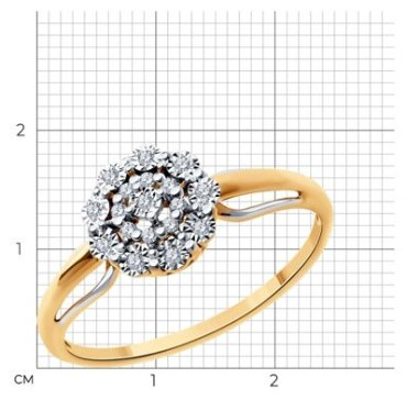 Кольцо Diamant 51-210-02040-1_175 размер 17.5 вес 1.66 г золото, бриллиант купить,300495