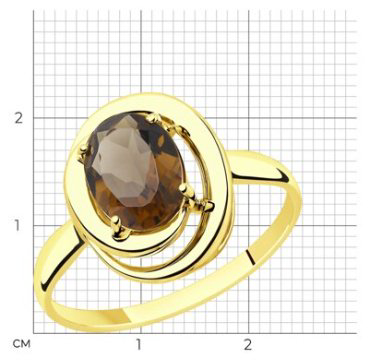 Кольцо Diamant 53-310-00177-3_19 размер 19 вес 2.1 г золото, раухтопаз купить,NaN