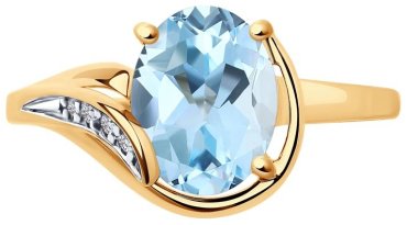 Кольцо Diamant 51-310-01561-2_18 размер 18 вес 1.8 г золото, фианит, топаз купить,186398