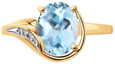 Кольцо Diamant 51-310-01561-2_18 размер 18 вес 1.8 г золото, фианит, топаз купить,186398