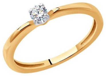 Кольцо Diamant 51-210-01674-1_175 размер 17.5 вес 1.855 г золото, бриллиант