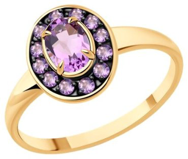Кольцо Diamant 51-310-01961-1_175 размер 17.5 вес 1.71 г золото, аметист купить,193013