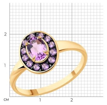 Кольцо Diamant 51-310-01961-1_175 размер 17.5 вес 1.71 г золото, аметист купить,193013
