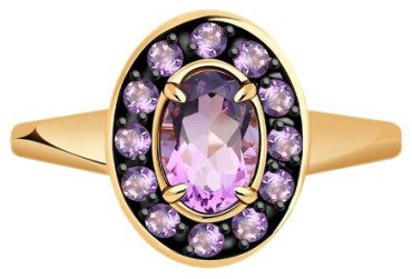 Кольцо Diamant 51-310-01961-1_175 размер 17.5 вес 1.71 г золото, аметист купить,193013