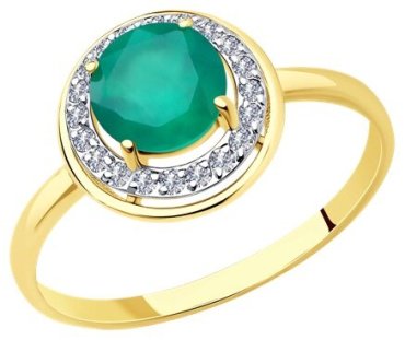 Кольцо Diamant 53-310-01426-2 размер 17 вес 1.46 г золото, агат, фианит купить,163397