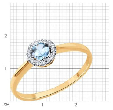 Кольцо Diamant 51-310-01744-1_165 размер 16.5 вес 1.54 г золото, топаз купить,158436