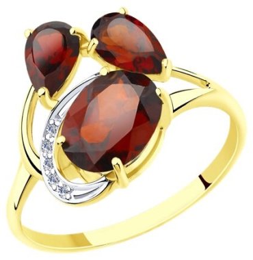Кольцо Diamant 53-310-00352-2 размер 19 вес 2.37 г золото, гранат, фианит купить,262778