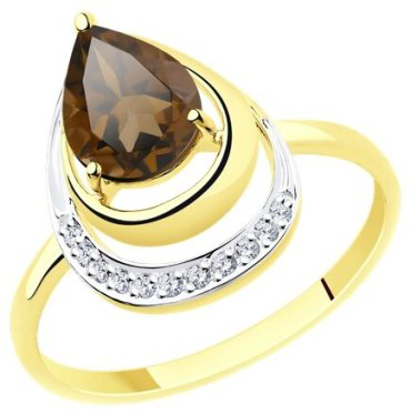 Кольцо Diamant 53-310-00527-2_185 размер 18.5 вес 1.94 г золото, раухтопаз купить,216893