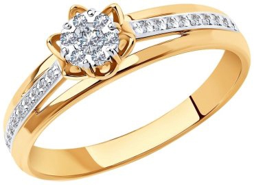 Кольцо SOKOLOV Diamonds 1011280 размер 15.5 вес 1.82 г золото, бриллиант купить,399893