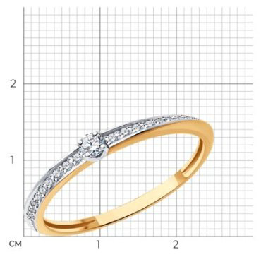 Кольцо Diamant 51-210-01970-1_155 размер 15.5 вес 1.02 г золото, бриллиант купить,231324