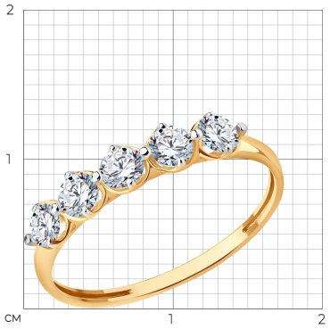 Кольцо Diamant 51-110-02785-1_16 размер 16 вес 1.09 г золото, фианит купить,124803