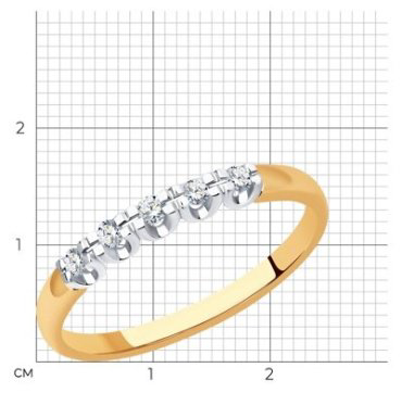 Кольцо Diamant 51-210-01492-1_16-5 размер 16.5 вес 1.39 г золото, бриллиант купить,287403