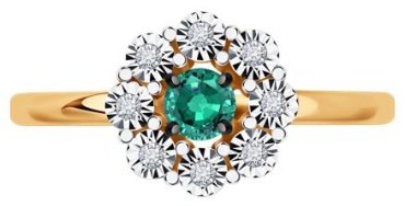 Кольцо Diamant 51-210-01776-2_17 размер 17 вес 2.24 г золото, изумруд, бриллиант купить,547842