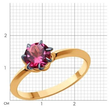 Кольцо Diamant 51-310-01774-3_17 размер 17 вес 1.99 г золото, родолит купить,160000